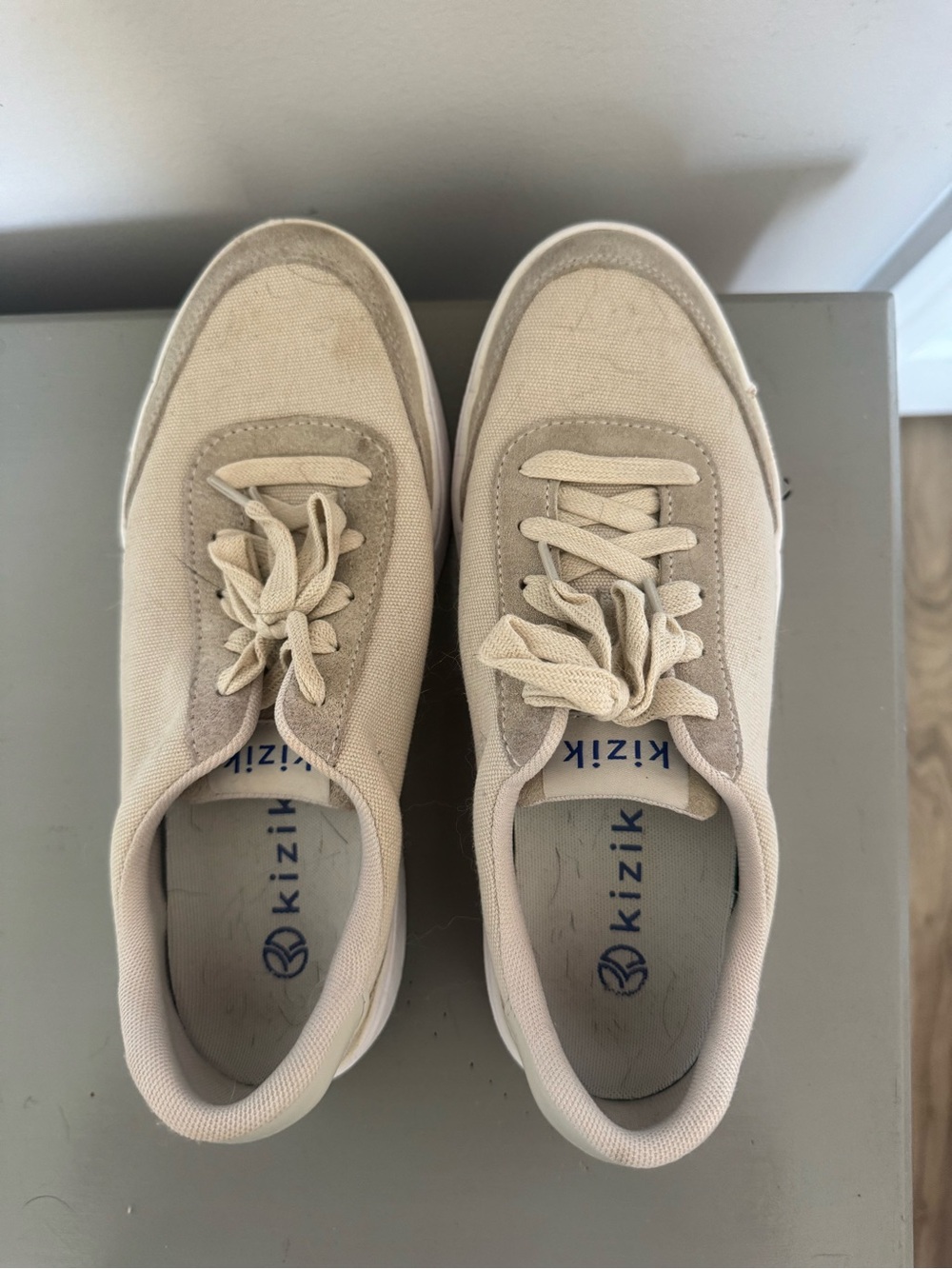 Kizik Women's Cream Canvas Slip-On Sneakers